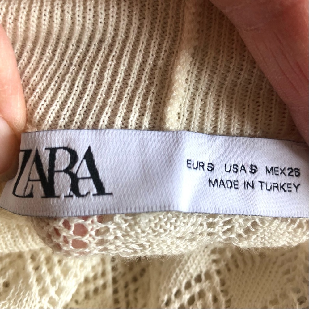 Zara Cream Lace-Knit Ruffled Turtleneck Sweater - Picture 8 of 9